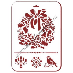 Трафарет Event Design новогодний NGP012 "Рождественский венок", 31х21 см Трафарет Event Design новогодний NGP012 "Рождественский венок", 31х21 см